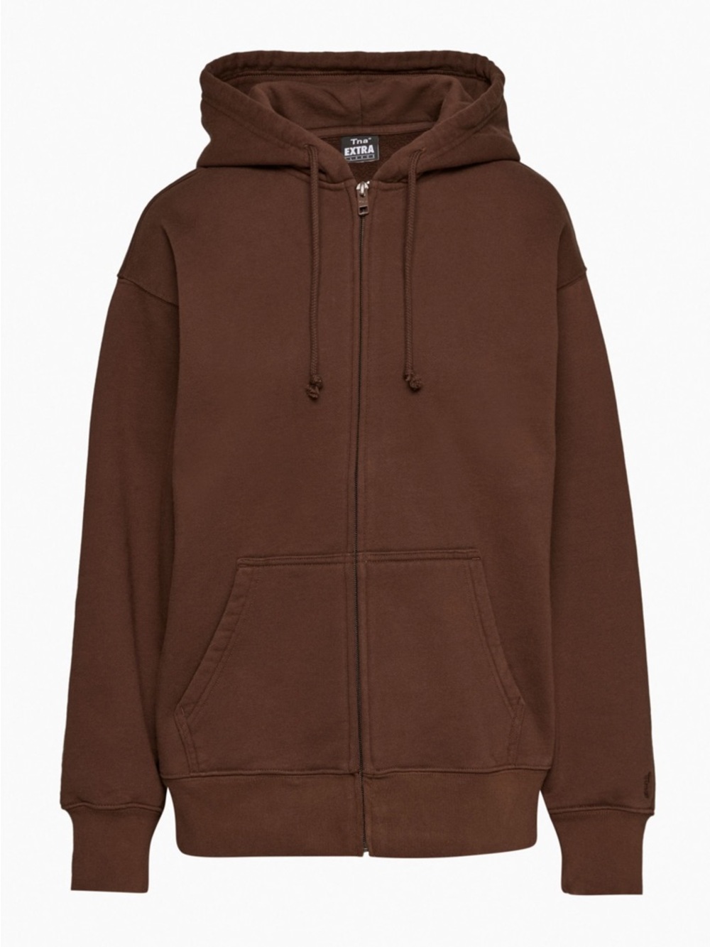 NWOT Aritzia TNA Extra Fleece Heavy Boyfriend Brown Zip-Up Oversized Sweater